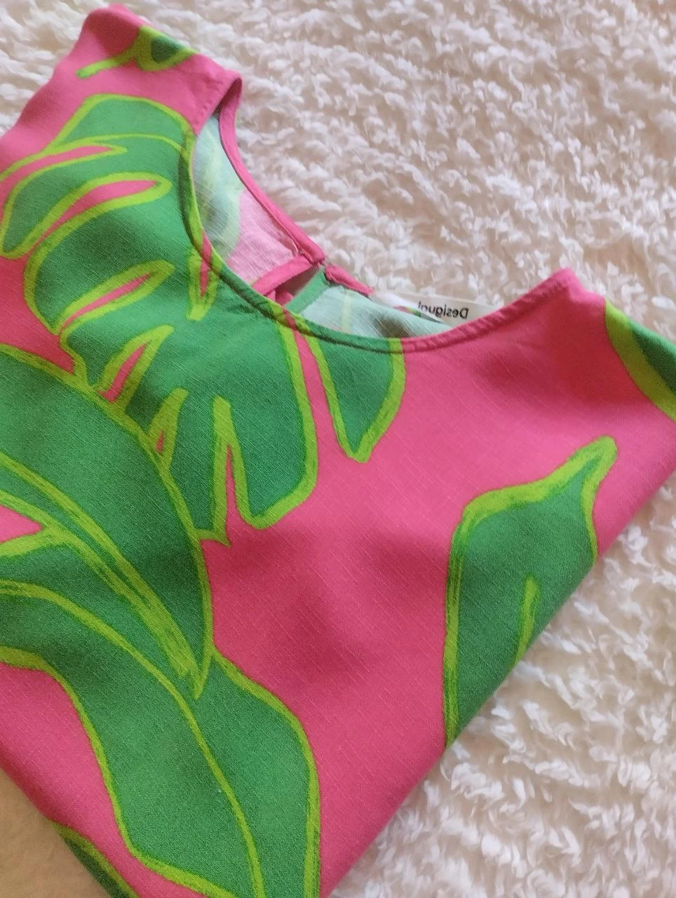Desigual Tropical Tucanos Rosa Verde Blusa Oversized S – photo 18
